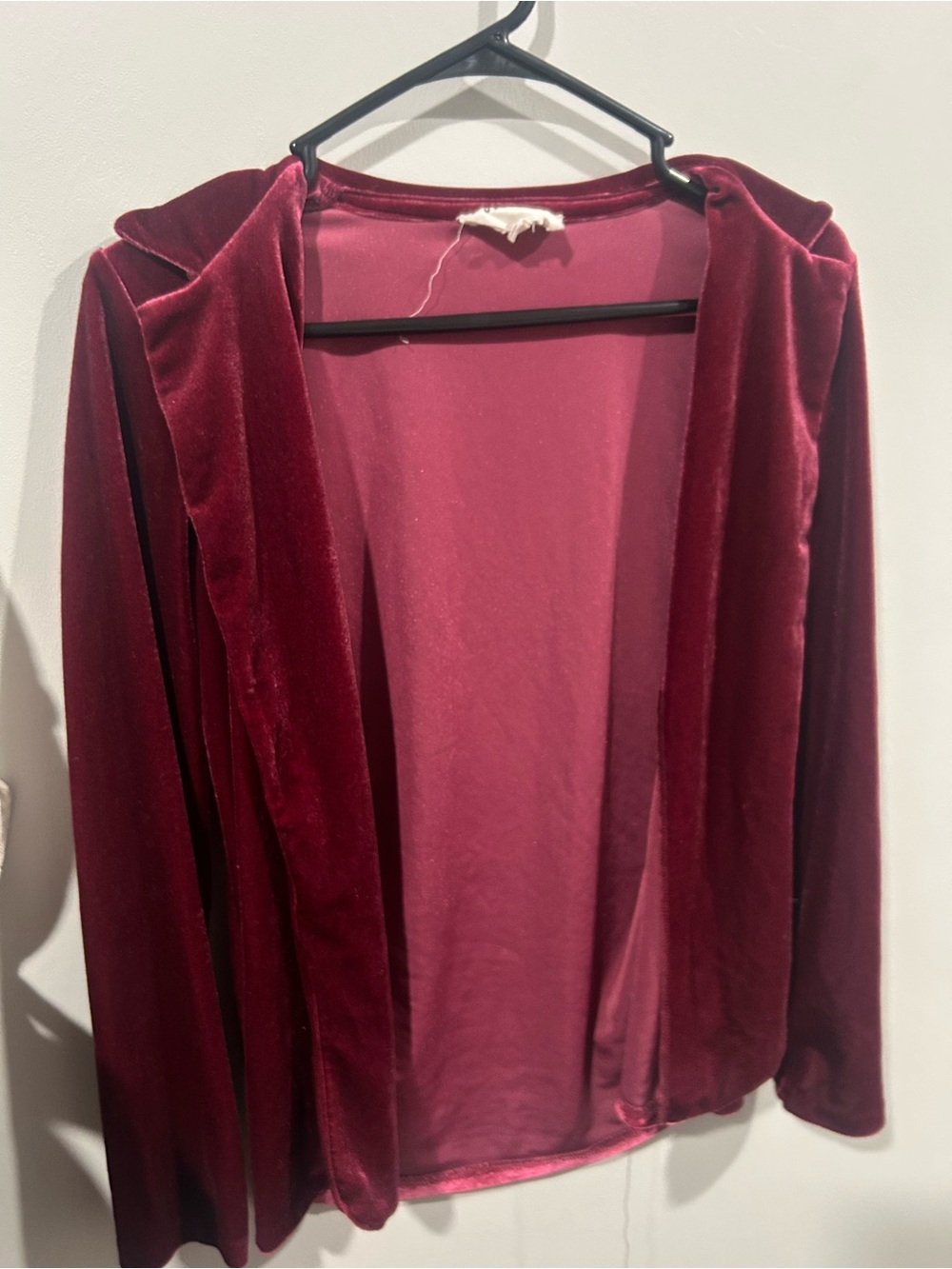 Olive & Oak Velvet Hooded Cardigan - Wine